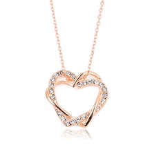 Love Heart Designer CZ Diamond Party Necklaces Pendants 18K Rose Gold Platinum Plated Wedding Jewelry For