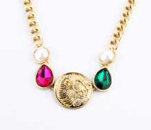New Designer Fashion jewelry Multicolor Drop Lion Carving Pendant Necklace For Christmas Gifts