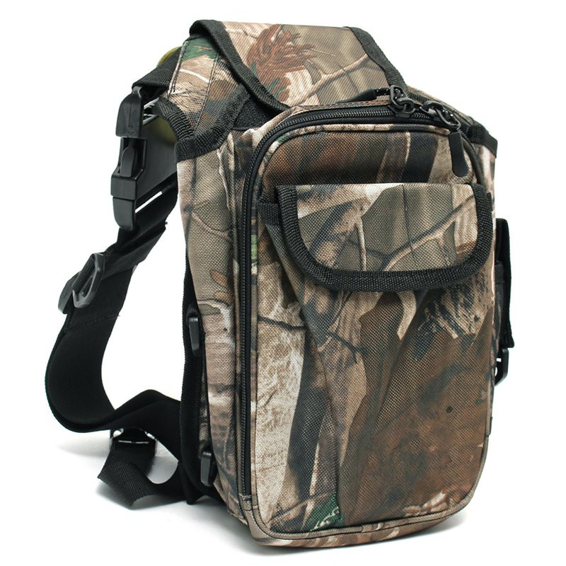 Camo Fishing Bag Case Waist Bag Fishing TacklePockets Bags Fly Lure Bait Reel Storage Pack Waterproof Nylon Adjustable Strap