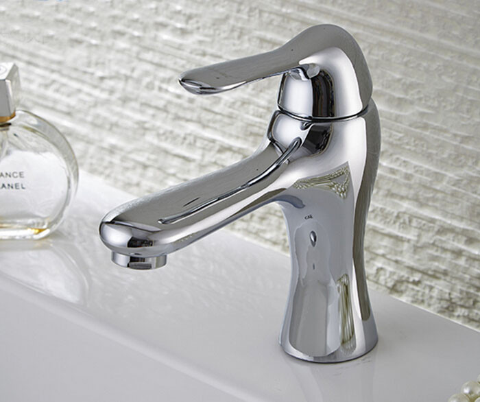 Free shipping Brass Single Hole brass chrome Bathroom Faucet Basin Faucets Hot and Cold Water Mixer Tap+2 pcs Hoses BF099