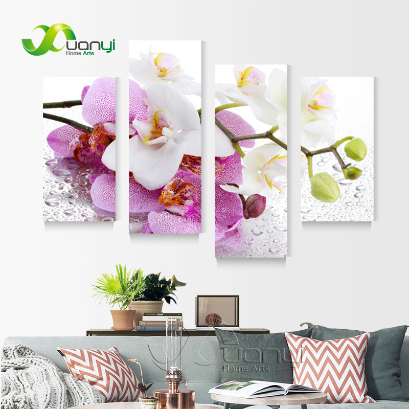 4 Panel Printed Butterfly Flower Canvas Oil Painting Cuadros Decoracion Wall Picture For Living Room Unframed Modern Style XY029