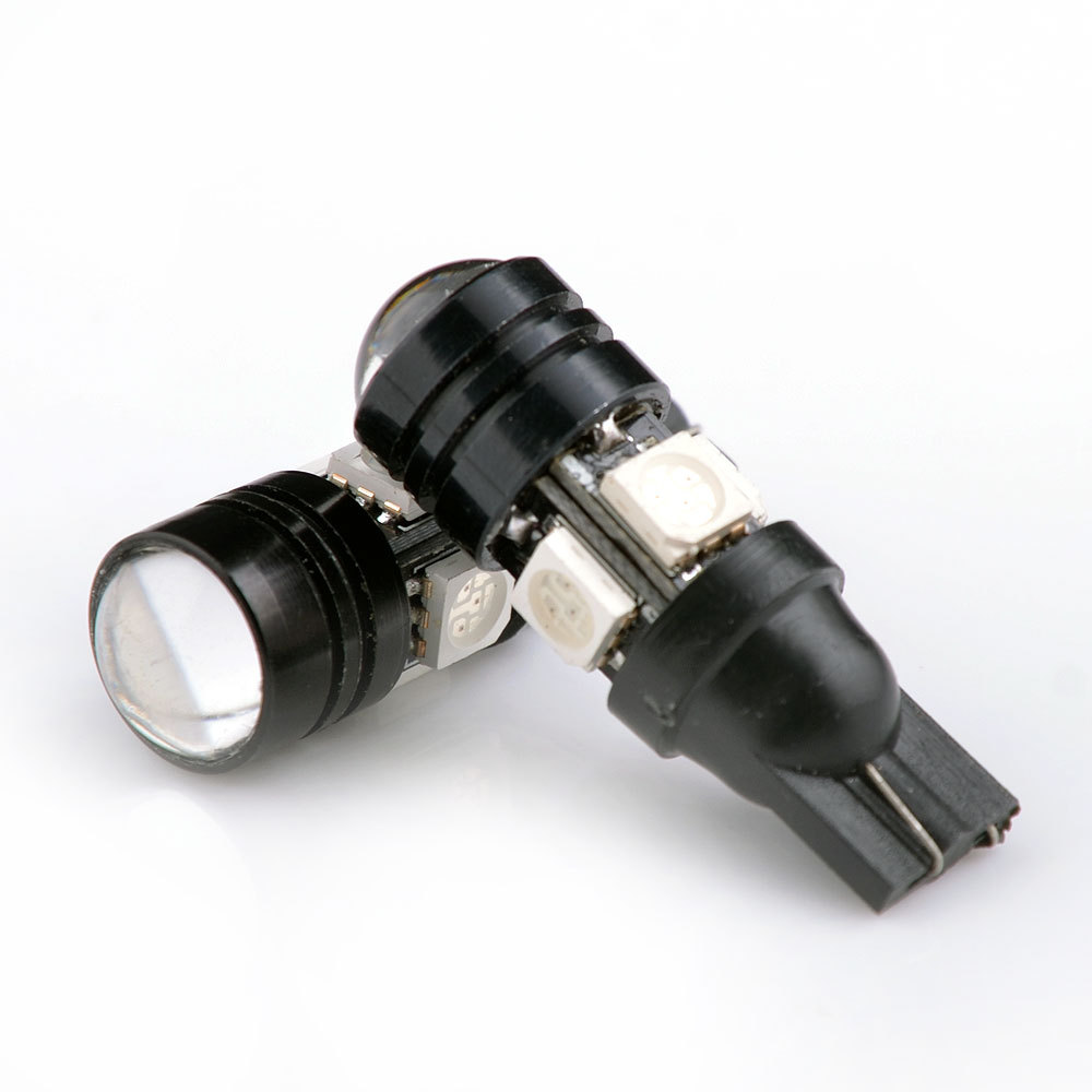 2 X T10 LED W5W Car LED Auto Lamp 12V Light bulbs with Projector Lens for