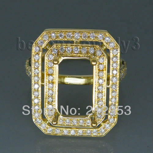 Vintage Emerald Cut 7x11mm 18kt Yellow Gold Ring Settings Without