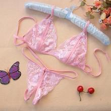Sex Products Temptation Sexy Lingerie Hot Lace Transparent Gauze Open Chest Bra Three point Sexy Underwear