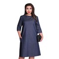 Dress O Neck three quarter sleeve pockets plus size women clothing Dress women 2016 loose dresses