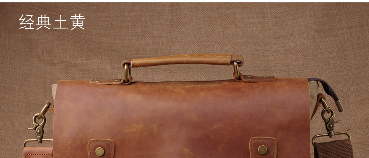 Men's Retro Vintage Shoulder Messenger Distressed Genuine Crazy