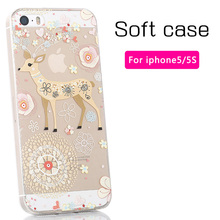 2016 Fashion transparent tpu back cover soft case for iphone 5/5s shockproof ultra thin painting mobile phone covers