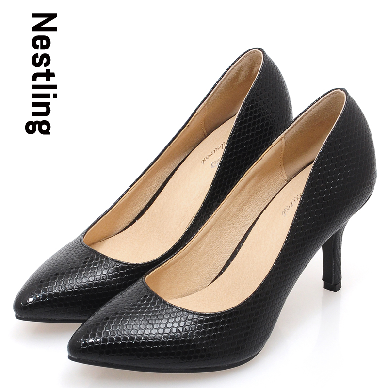 New 2016 Scales pointed toe OL women pumps Genuine leather spike heels women high heels shoes