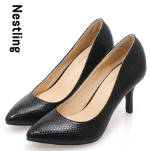 New 2016 Scales pointed toe OL women pumps Genuine leather spike heels women high heels shoes