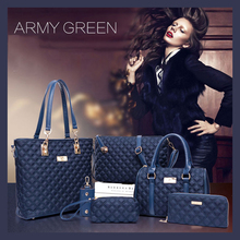 6 PCS/Set Women Bag Nylon Plaid Pattern Composite Bag 2016 Fashion Women Messenger Shoulder Handbag Purse Wallet Handbags bolsos