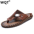 2017 Genuine Leather Sandals Summer Flip Flops For Men Beach Slides Breathable Shoes Casual Outdoor Zapatillas