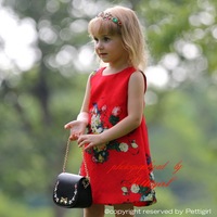 European Style Girl Summer Dress With Sleeveless Rose Printed 2015 Retail Kids Clothing GD80720-1F