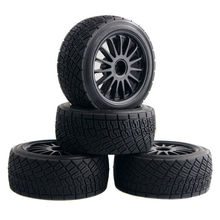 4 unids 80 mm asfalto ruedas y neumáticos para RC HPI WR8 Rally Off Road Buggy / Truck / HSP 1:10 94177 negro / blanco