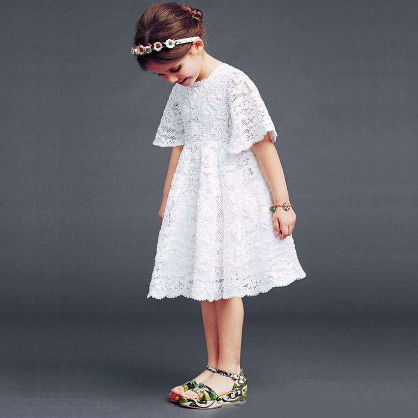 New 2016 Summer Children Girl Lace Dress Toddler Kids Clothes Cotton Baby Party Princess Dresses For Girls 2-7Years