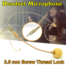 Male Screw Thread Lock 3.5 mm Plug Connector Invisible Flesh Color Headworn Earhook Headset Microphone Mic For Wireless BodyPack