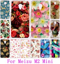 Beautiful Rose Peony Flower Painted Protective Plastic Case For Meizu M2 Mini 5.0 inch Phone Cases Cover Capa Carcasa Bags Skin