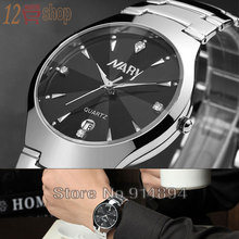 NARY Fashion business Man watches Tungsten steel quartz watch Calendar Display Male rhinestone watches men & women wristwatches