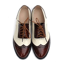 2016 Fashion British Style Oxford Brogue Shoes For Women Vintage Carved Bullock Genuine Leather Flat Shoes Women Oxfords