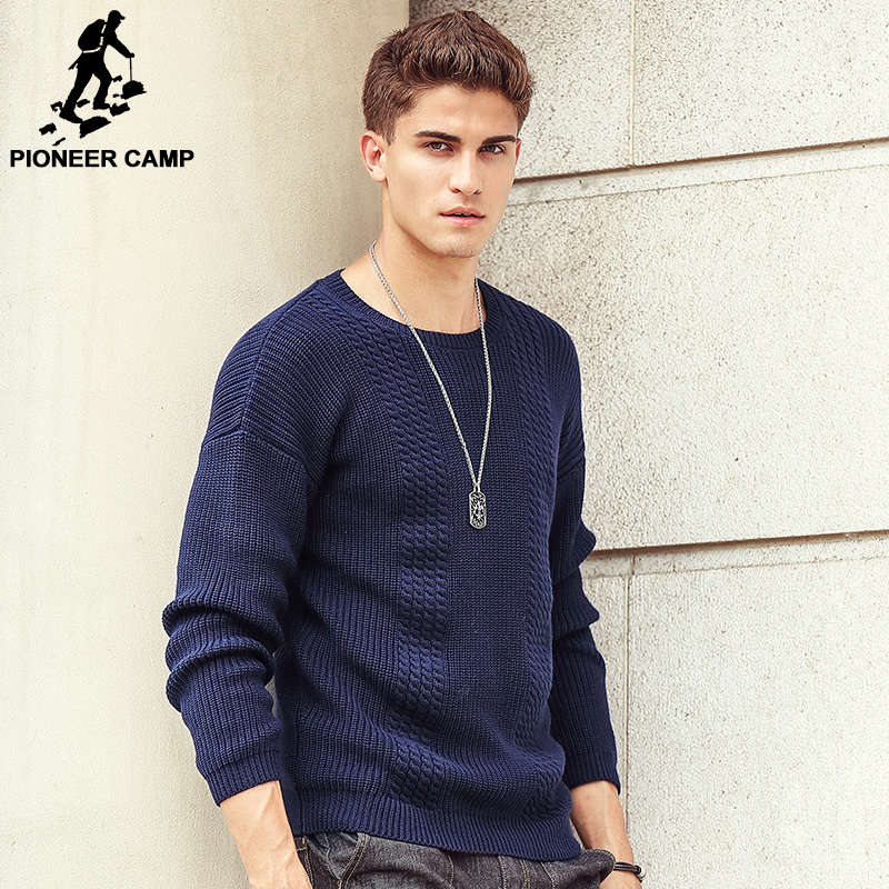 Pioneer Camp Top Quality Famous Brand 2016 New Fashion Men Sweaters and Pullovers Criss-Cross knitting Sweater Men 3XL 611226