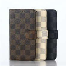 For Apple iphone 7 5.5 Elegant Tartan Design Wallet Card Holder Stand Leather Case For Apple iphone 7 5.5 Grid Phone Bags