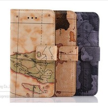New Arrival Fashion Map Luxury Leather Stand Case For Apple iPhone 6 4.7 inch With Leather Wallet Case For IPhone6 Cover Bags