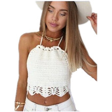 White High Waist Swimsuit Bandage Tankini Crochet Bikini Top Bra Women Swimwear Sexy Ladies Bathing Suits 2016 A17
