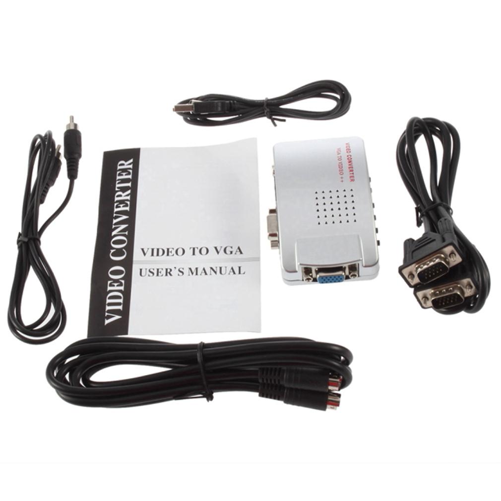 1set Recent Factoy price VGA to TV Monitor Video Signal Converter/ TV Box for Laptop PCHot Selling Newest free shipping