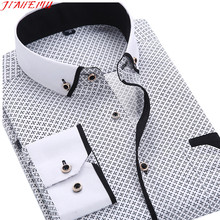 Dress Shirts Men 2015 New Arrival Fashion High Quality Long Sleeve Slim Square Collar Cotton Male Business Shirt Size M-5XL N454