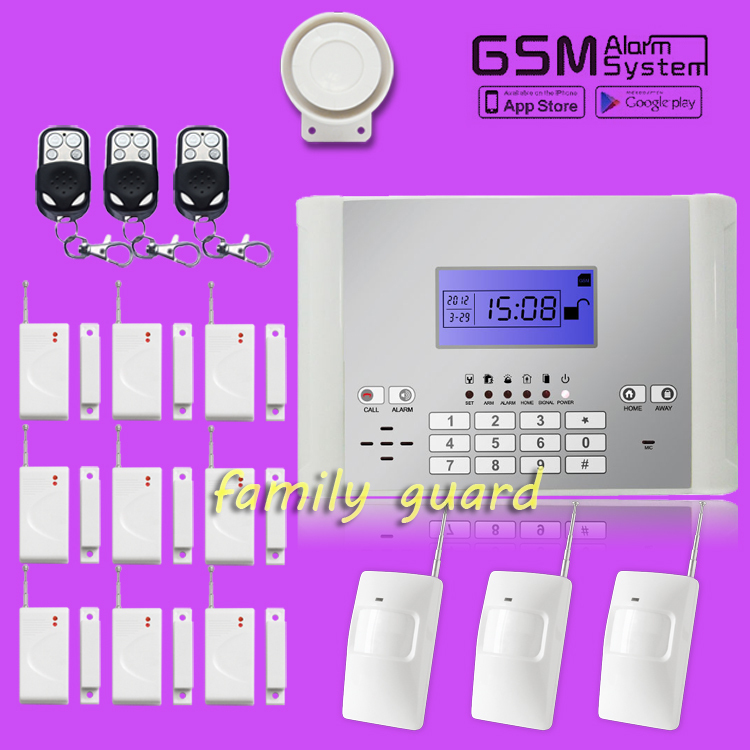 Free Shipping!M2C GSM SMS Home Alarm System 6 wired 99 Wireless Defense Zones Long Distance Control 9 Door 3 PIR window sensor