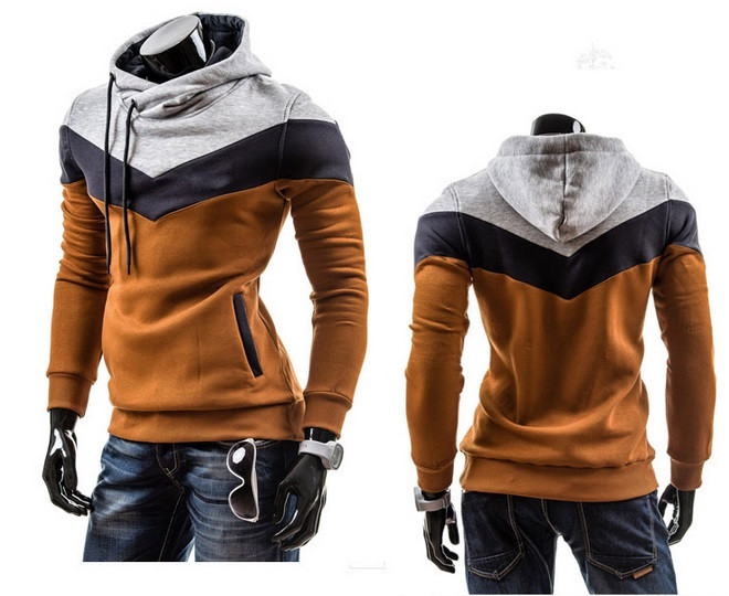 Free shipping Wholesale New 2014 Spring Mens Fleece Hoodies Hit Color Design For Men Sport Dress Slim Sweatshirt Man Hoody XXXL