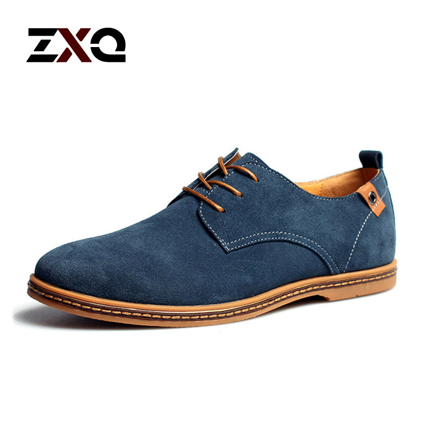 Plus Size 2015 New Fashion Suede Genuine Leather Flat Men Casual Oxford Shoes Low Men Leather
