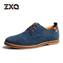 Plus Size Men Shoes 2015 New Suede Genuine Leather Fashion Flat Men Sneakers Casual Oxford Shoes Men Leather Shoes