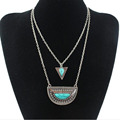 2016 Hot Choker Necklace Fashion Summer Jewelry Collares Vintage Gold Silver Natural Stone Pendant Chains Necklace