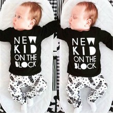 2016 New Fashion baby boy clothing set unisex long-sleeved printing T-shirt+pants 2pcs newborn bebe baby girl clothes set