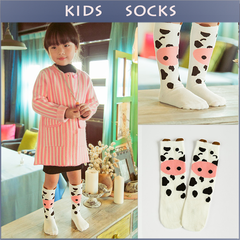 Baby Top Fashion Cute Cow Casual Kids Knee Long Sock Baby Soft Cotton Kawaii Boy Girls