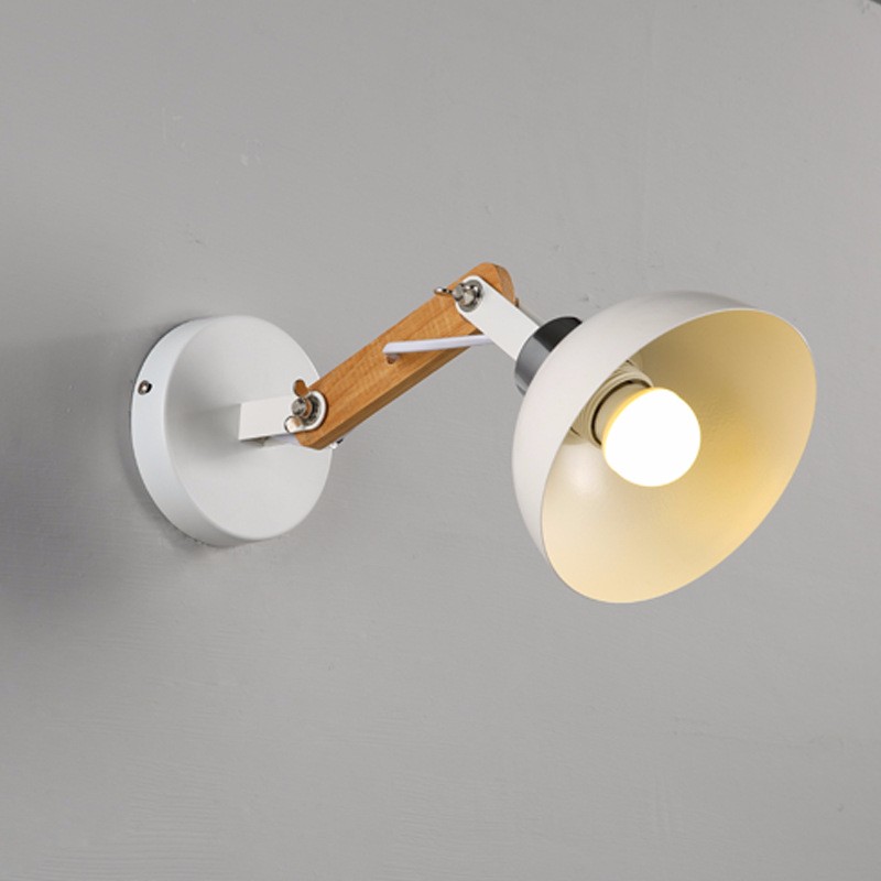 Brief Design Wall Lighting Swing Arm Adjustable Head 90~260v E27 White Wood/Metal Bedside Reading Lamp Bedroom Lighting