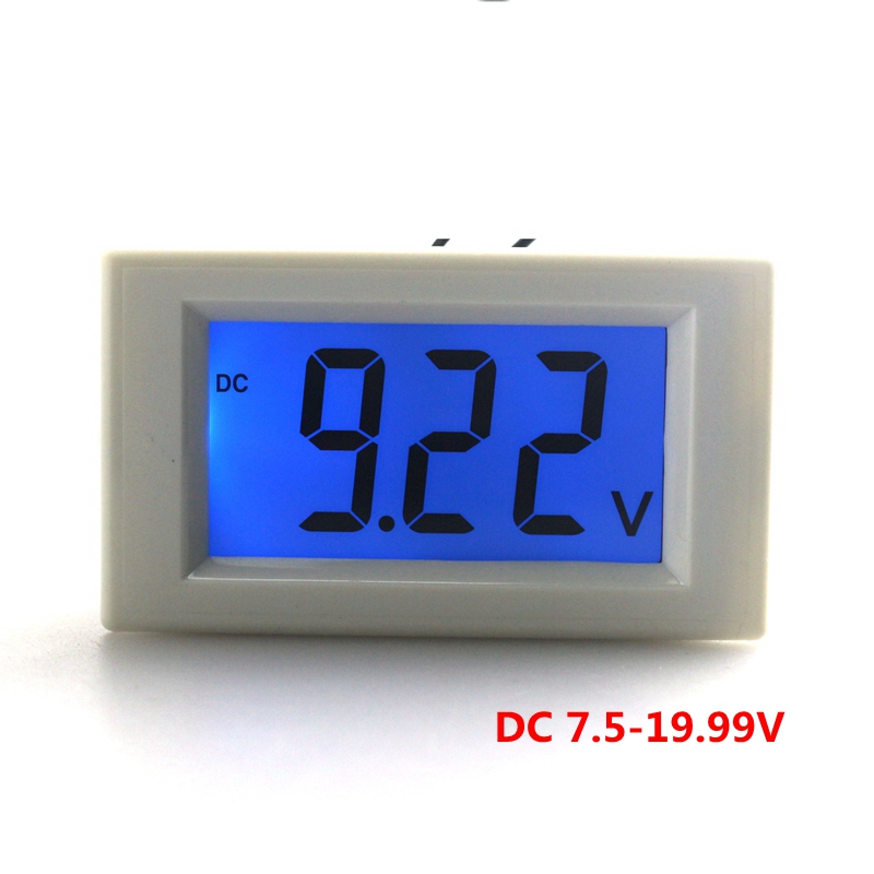 DC 7.5-19.99V digital voltmeter for car motorcycle battery monitor voltage volt panel meter with LCD blue backlight