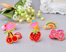 2Pcs Kids Girl Baby Elastic Rubber Hair Bands Ponytail Holder Bird Head Rope Ties Red Pink color