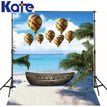 5ftx7ft Photo Background wooden boat sea beach sky air balloon Photography backdrops Studio For Interior Photos Custom size