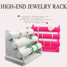 Removable High Quality Black Velvet 3 Tier Bangle Bracelet Watch Display Stand Jewelry Holder Rack Showcase T-bar free ship
