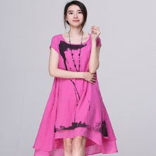 2016 new summer maternity dresses cotton and linen print plus size women’s dresses pregnant dresses 16088
