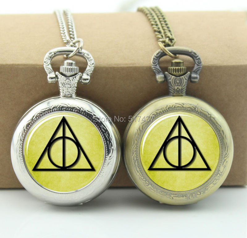 WT-00226 Harry Potter Inspired Deathly Hallows Necklace glass cabochon dome pendant-