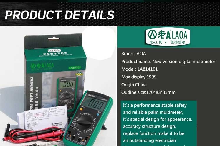 LAOA  Test Transistor Multifunction Electronic Digital Multimeter Electric Tester Digital ElectricalMastech Holdpeak LA814101