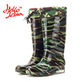 Hellozebra Men Winter Fashion Rain Boots Camouflage Chains Waterproof Welly Plaid Knee High Rainboots 2016 New