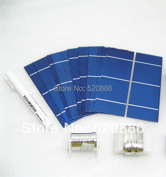 40pcs 15% efficiency 2X6 solar cell for DIY solar panel+ tab wire+ bus wire+ flux pen*`#