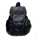 Korean Style Retro Backpack Women Fashion Casual Soft Leather Drawstring Bag Rivet Ornament Preppy Style Designer