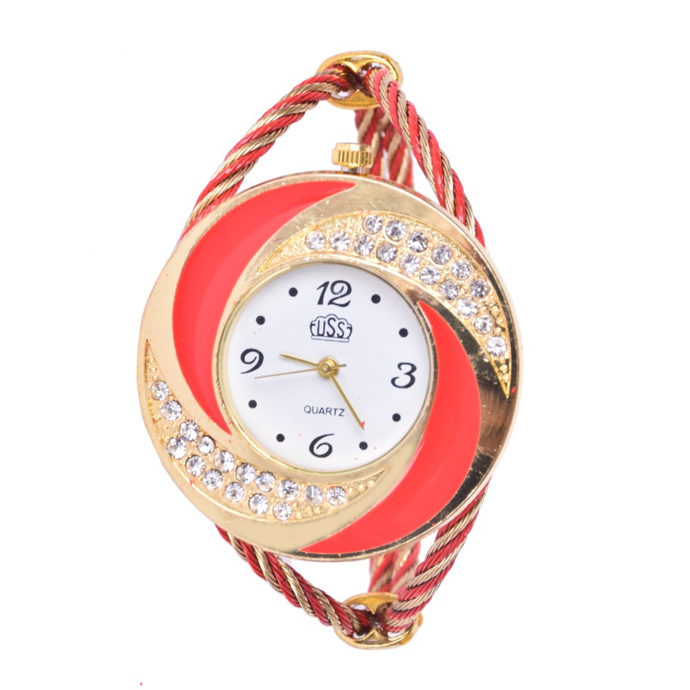 2015new женщины круг кристалл горный хрусталь оформлен браслет манжеты аналоговый кварцевый браслет часы