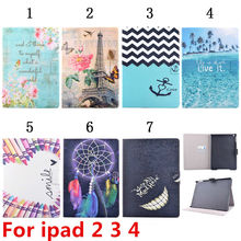 Newest Stand Case For ipad 2 3 4 Pu Leather Colorful Fashion Painting Pattern Protective Skin Case For ipad Tablet
