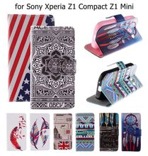 New High Quality Mobile Phone Accessories Wallet Flip PU Leather Case for Sony Xperia Z1 Compact