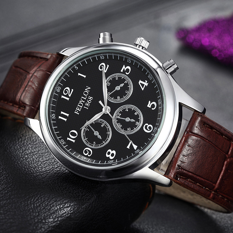 2015 Fashion Casual Mens Watches Luxury Brand Genuine Leather Business Watch Men Waterproof Quartz Wristwatch Relogios